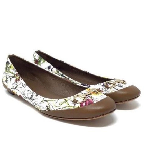 Gucci horsebit floral canvas ballet flats 39 - Picture 1 of 14